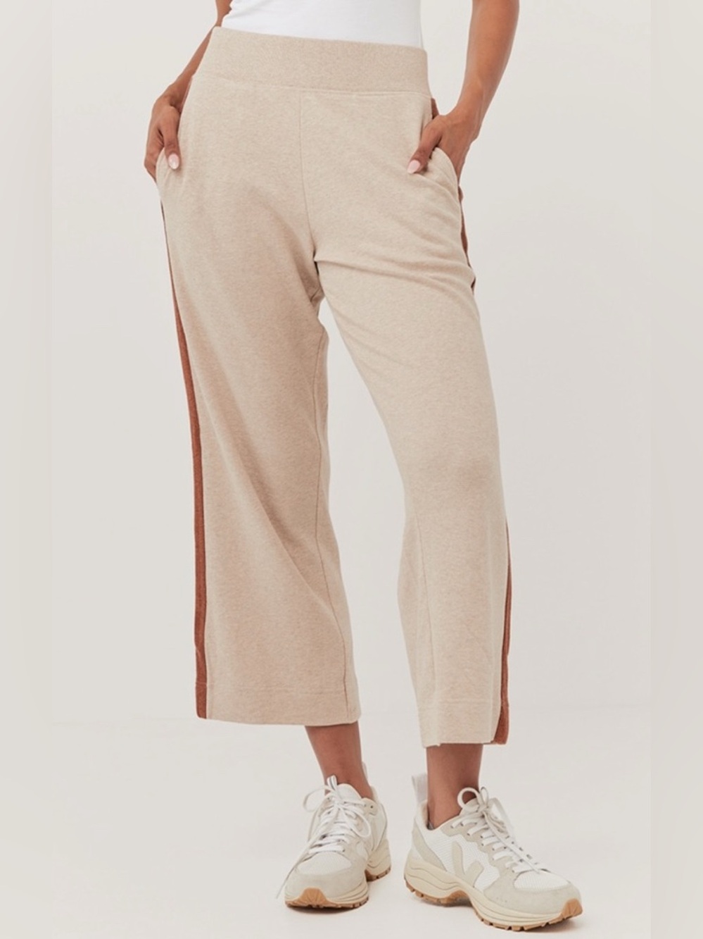 Pact Airplane Cropped Track Pants in Oatmeal - Size S - Picture 2 of 7